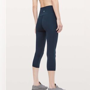 Lululemon Wunder Under Crop (Hi-Rise) Leggings Luxtreme 21" True Navy Size 4